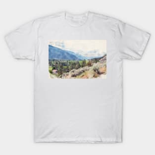 Watercolor Similkameen Valley Scenic View in Summer T-Shirt